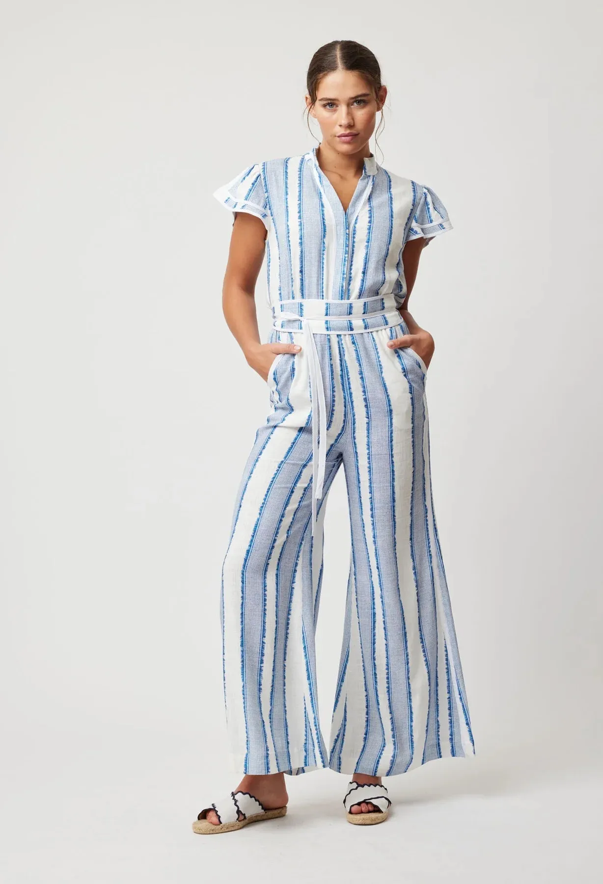 Positano Stripe Viscose Linen Jumpsuit