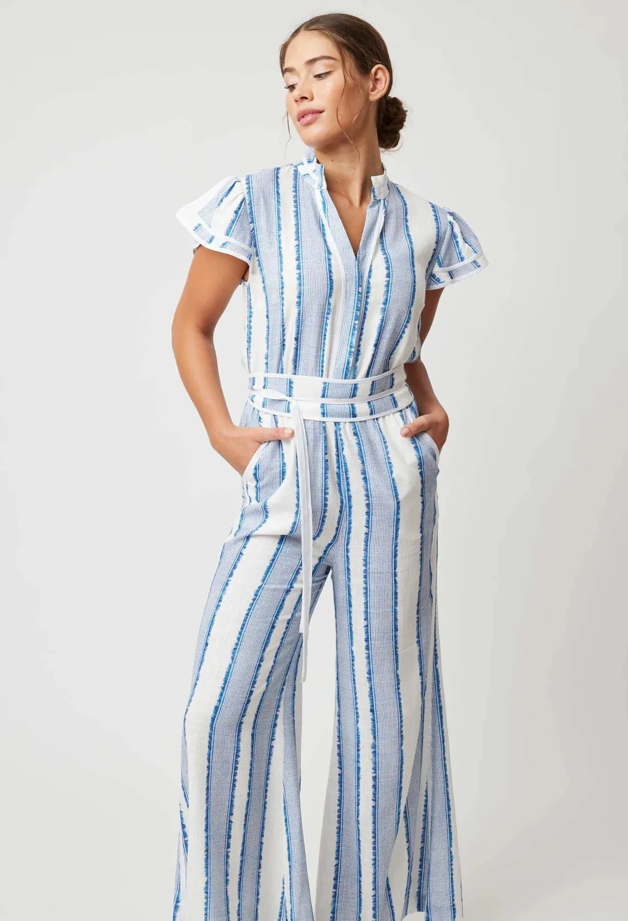 Positano Stripe Viscose Linen Jumpsuit