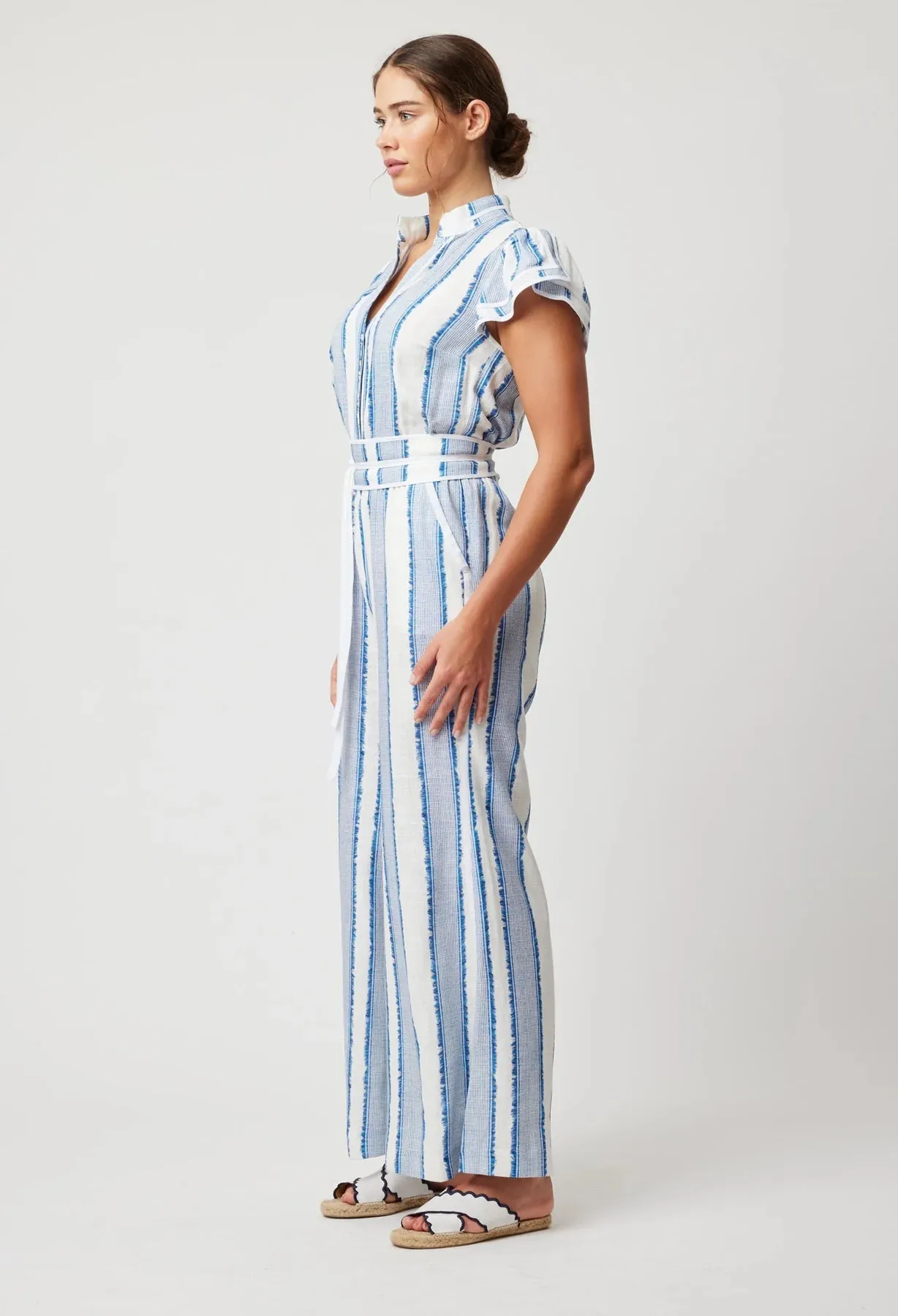 Positano Stripe Viscose Linen Jumpsuit
