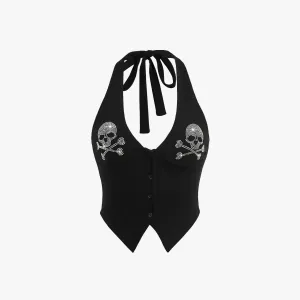 Punk Bling Skull Halter Top