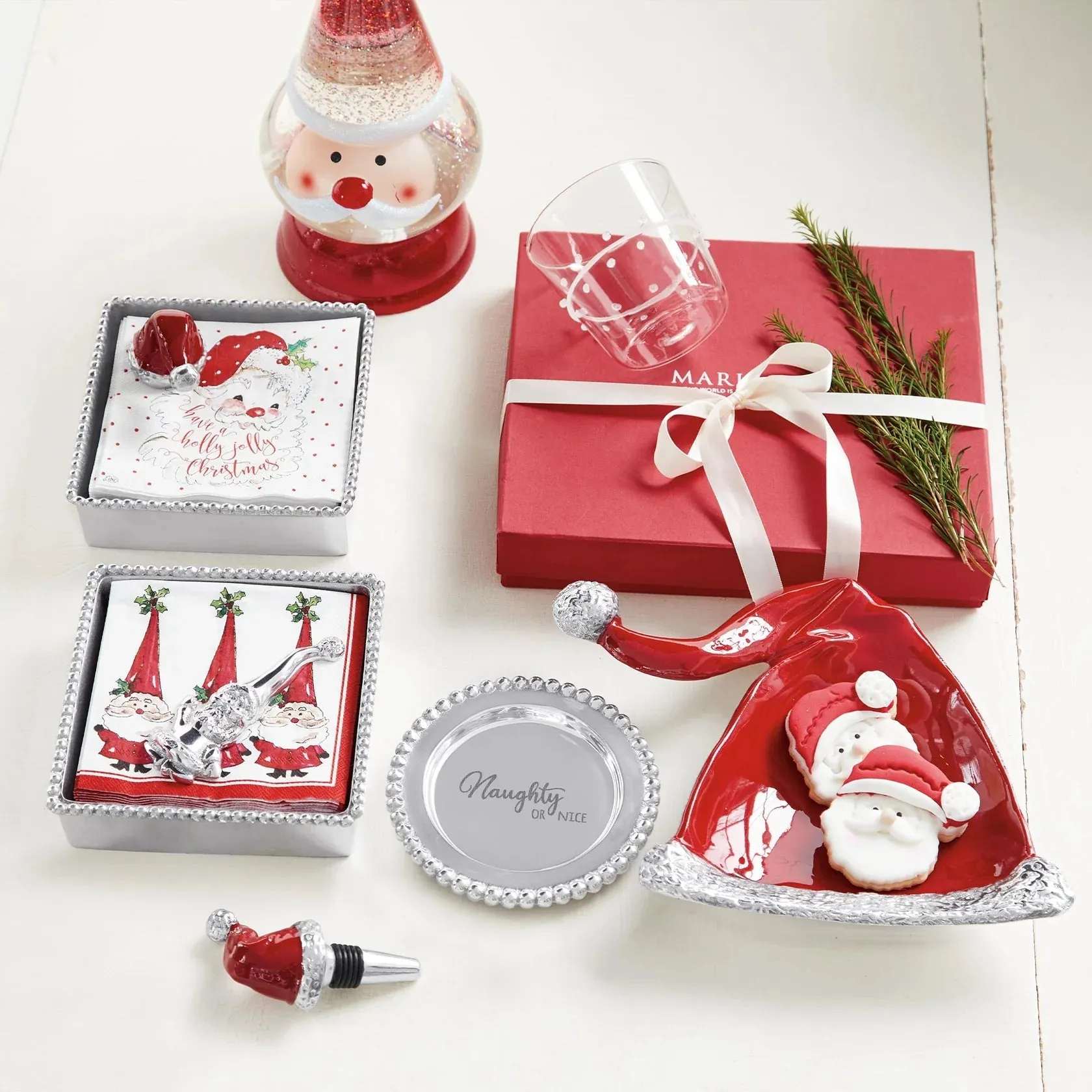 Red Santa Hat Beaded Napkin Box