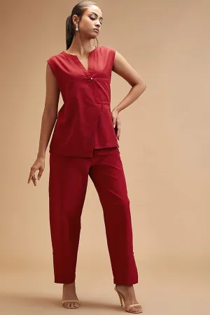 Scarlet Red Handloom Cotton Pants