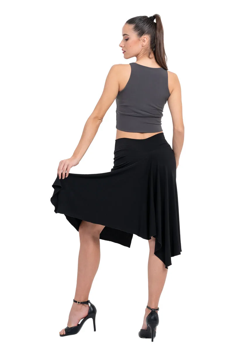 Sleeveless Crop Top With Mesh V Neckline