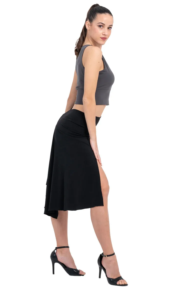 Sleeveless Crop Top With Mesh V Neckline