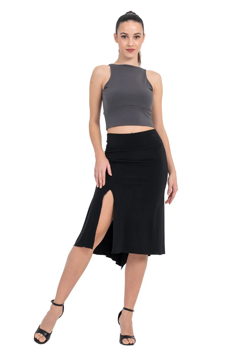 Sleeveless Crop Top With Mesh V Neckline