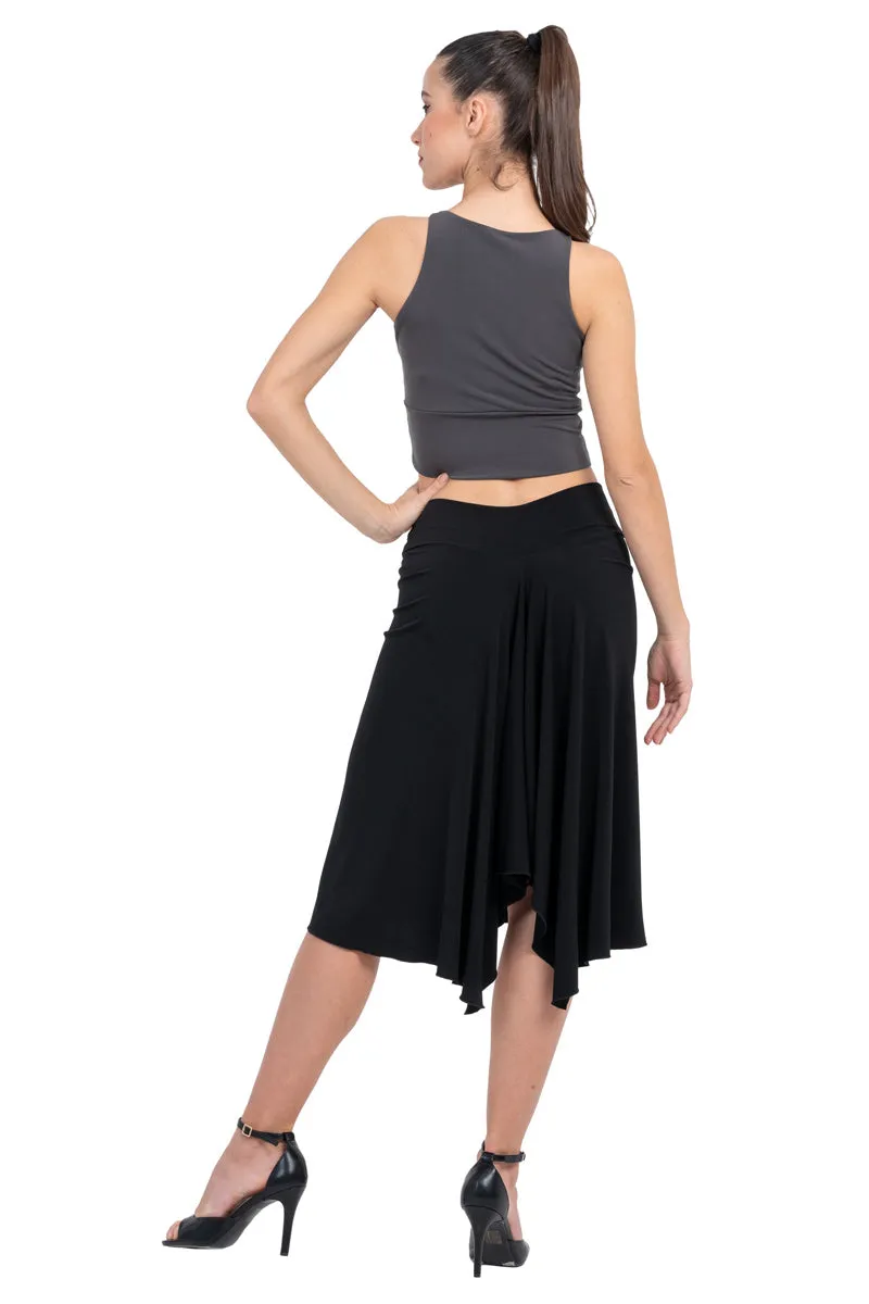 Sleeveless Crop Top With Mesh V Neckline