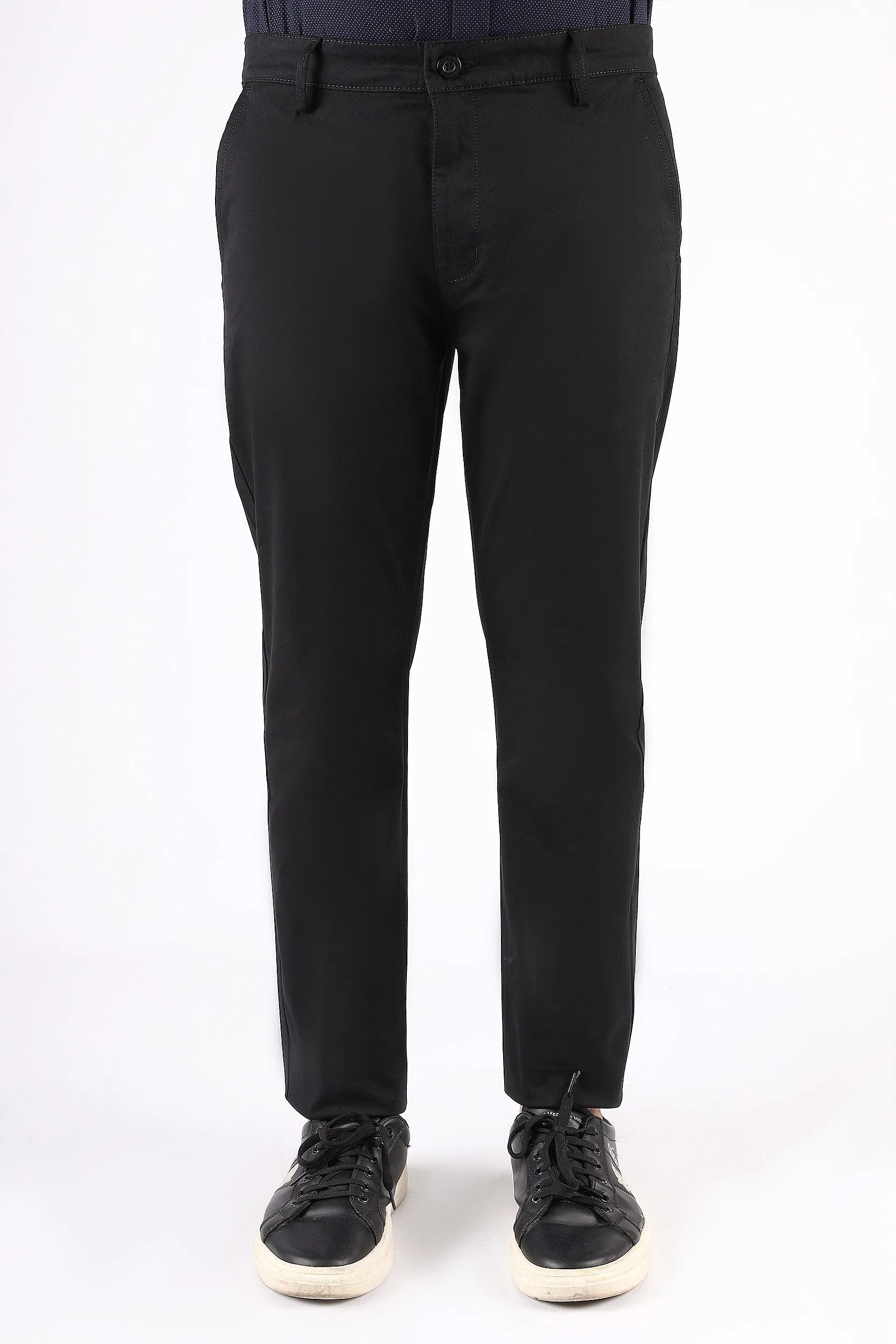 SOLID TAPERED FIT COTTON PANT