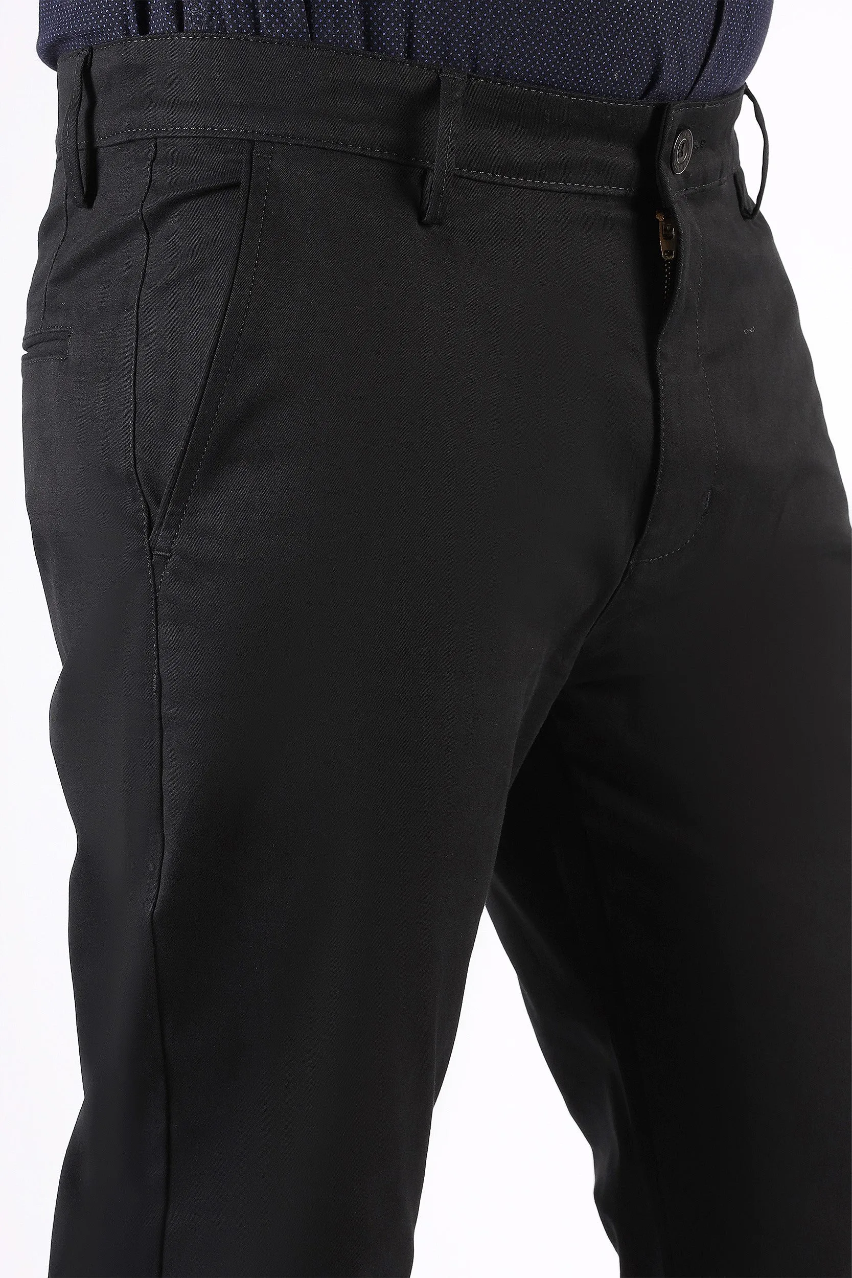 SOLID TAPERED FIT COTTON PANT
