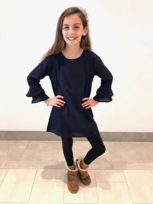 The Bayly Tiered Sleeve Dress in Navy