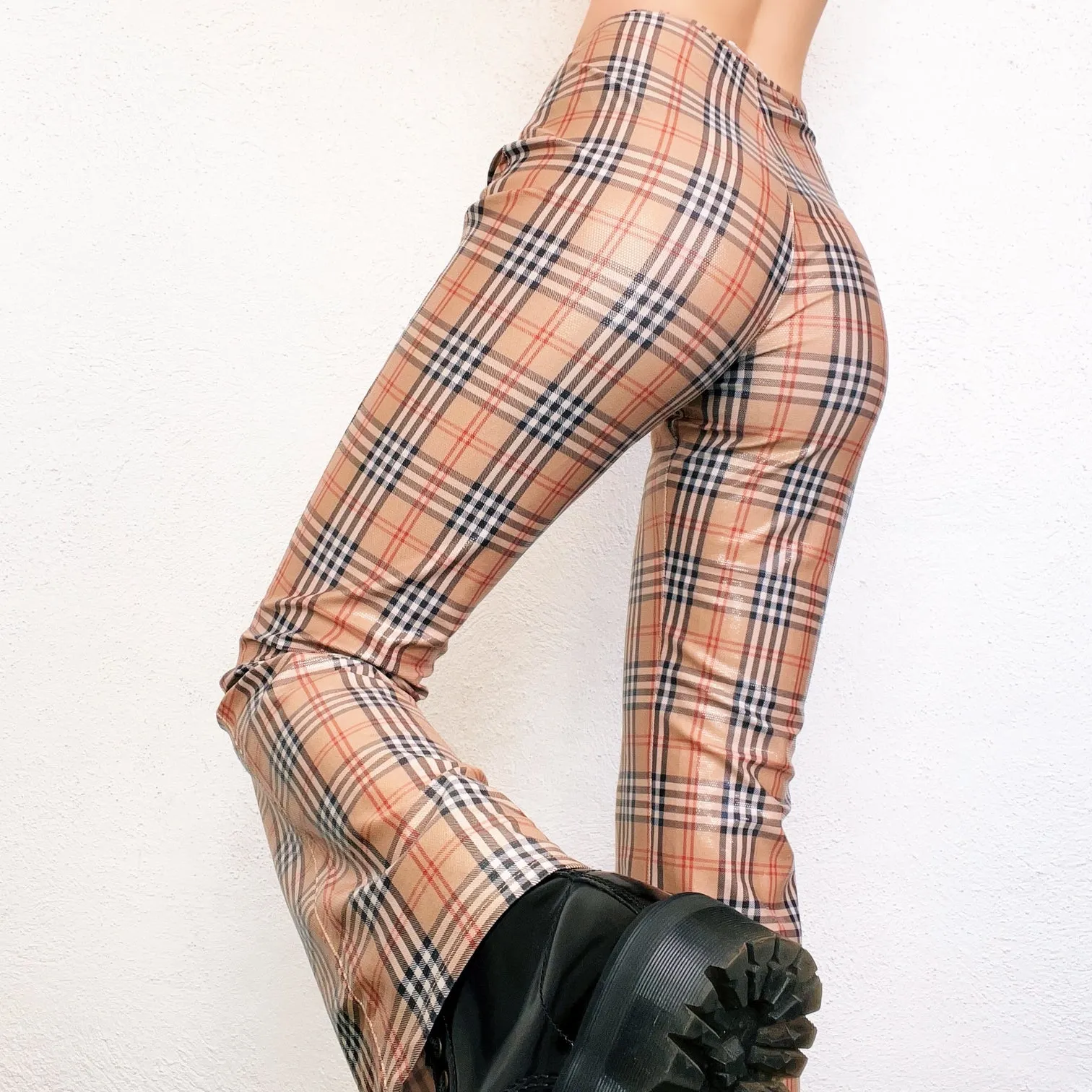 Vintage Shiny Plaid Pants