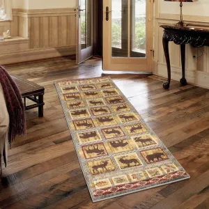 Wildlife Collage Cabin 2'x7' Runner Rug