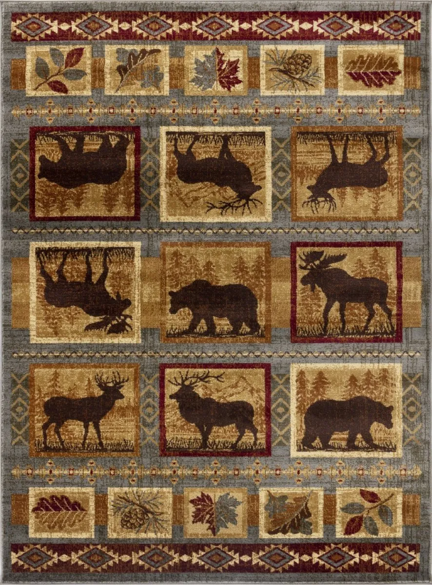 Wildlife Collage Cabin 5'x7' Area Rug