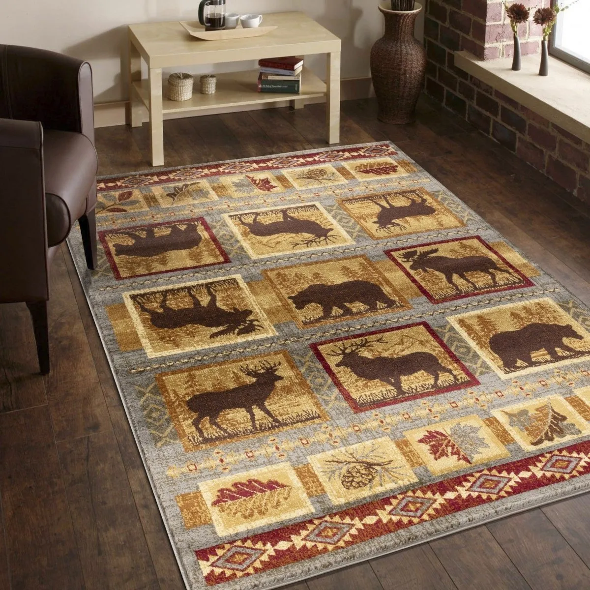 Wildlife Collage Cabin 8'x10' Area Rug