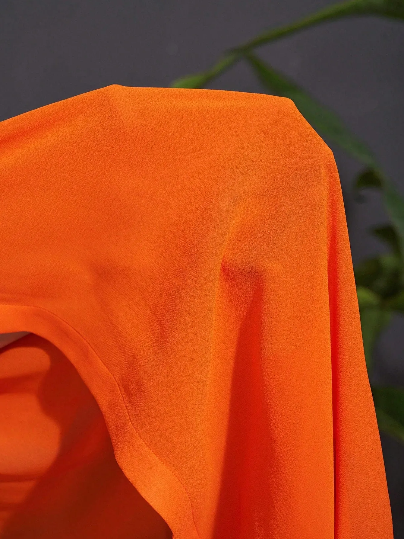 Women Plus Size Casual Loose Orange Chiffon Shirt And Shorts Set