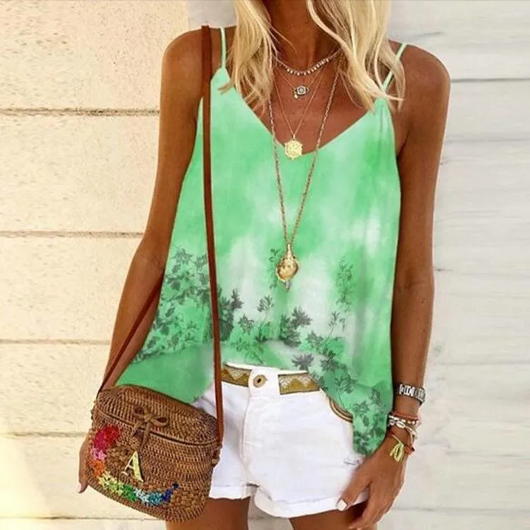Women's Summer Flower Print Loose Camisole Top