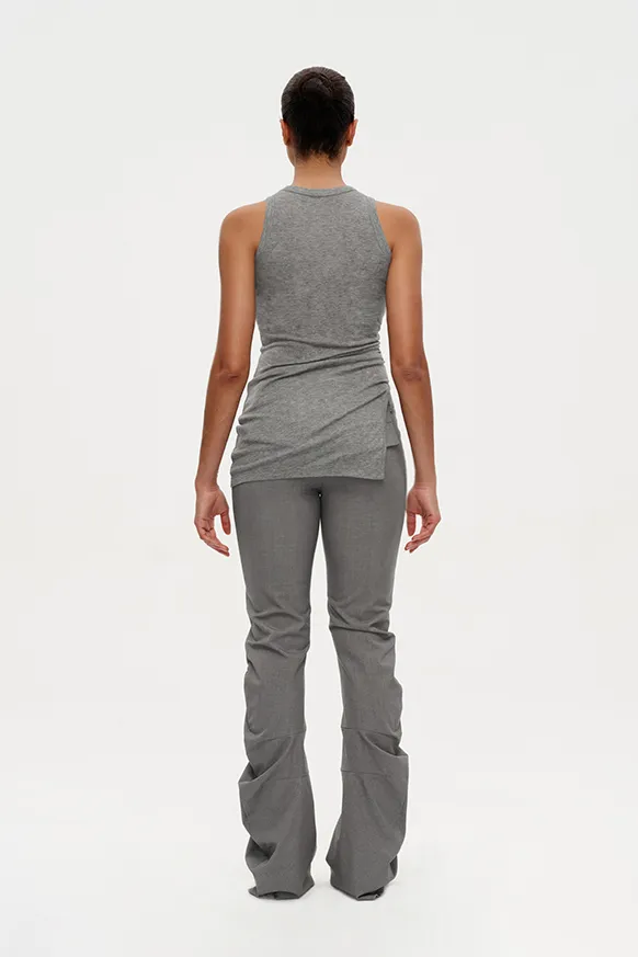 Wool Blend High Neck Tank Top with Side Slit