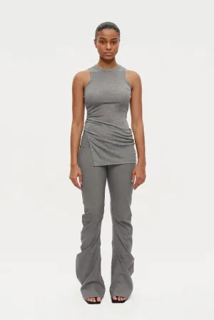 Wool Blend High Neck Tank Top with Side Slit
